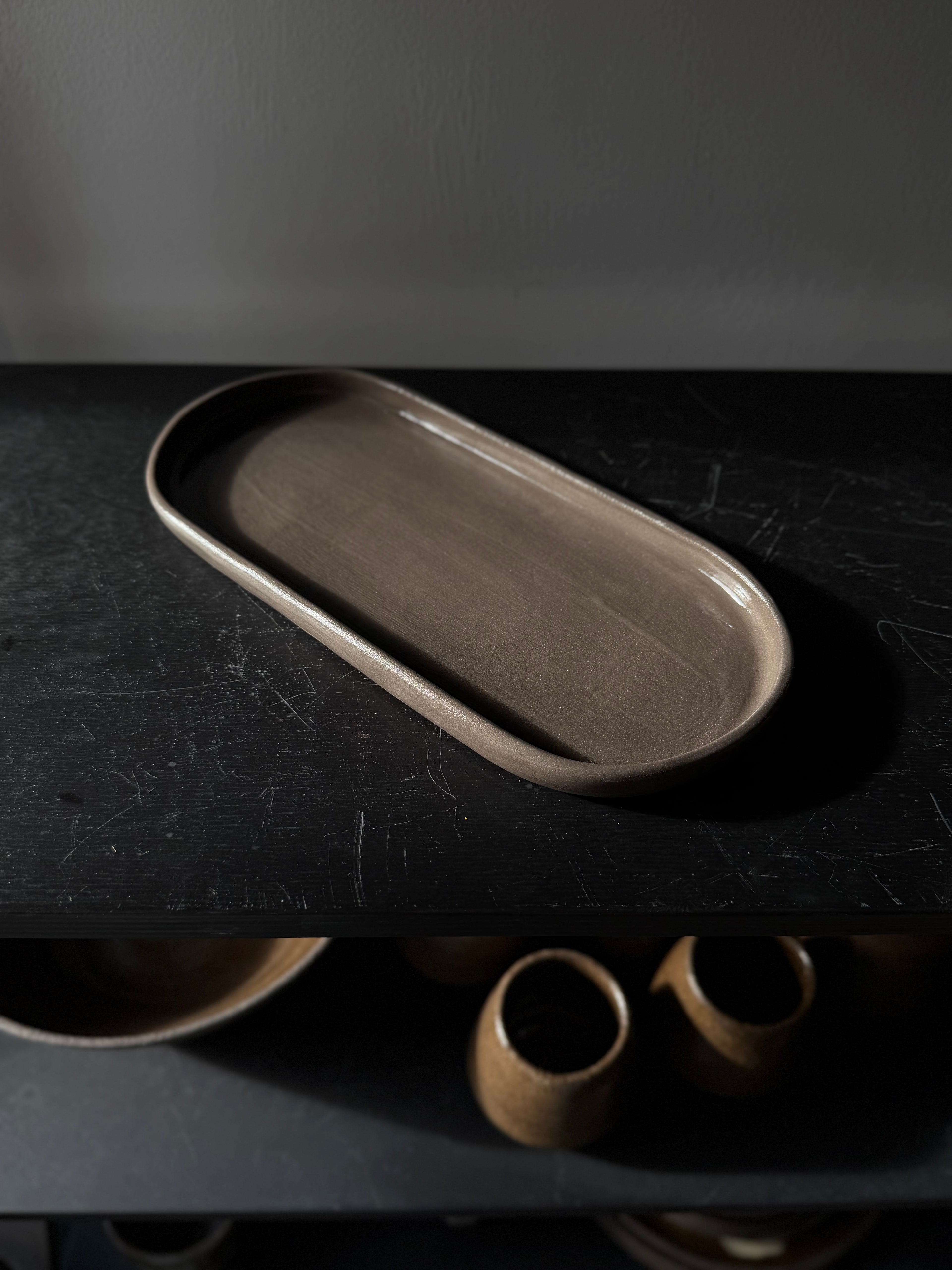 Oval flat plate GRAY GRAPHITE 27/13 cm